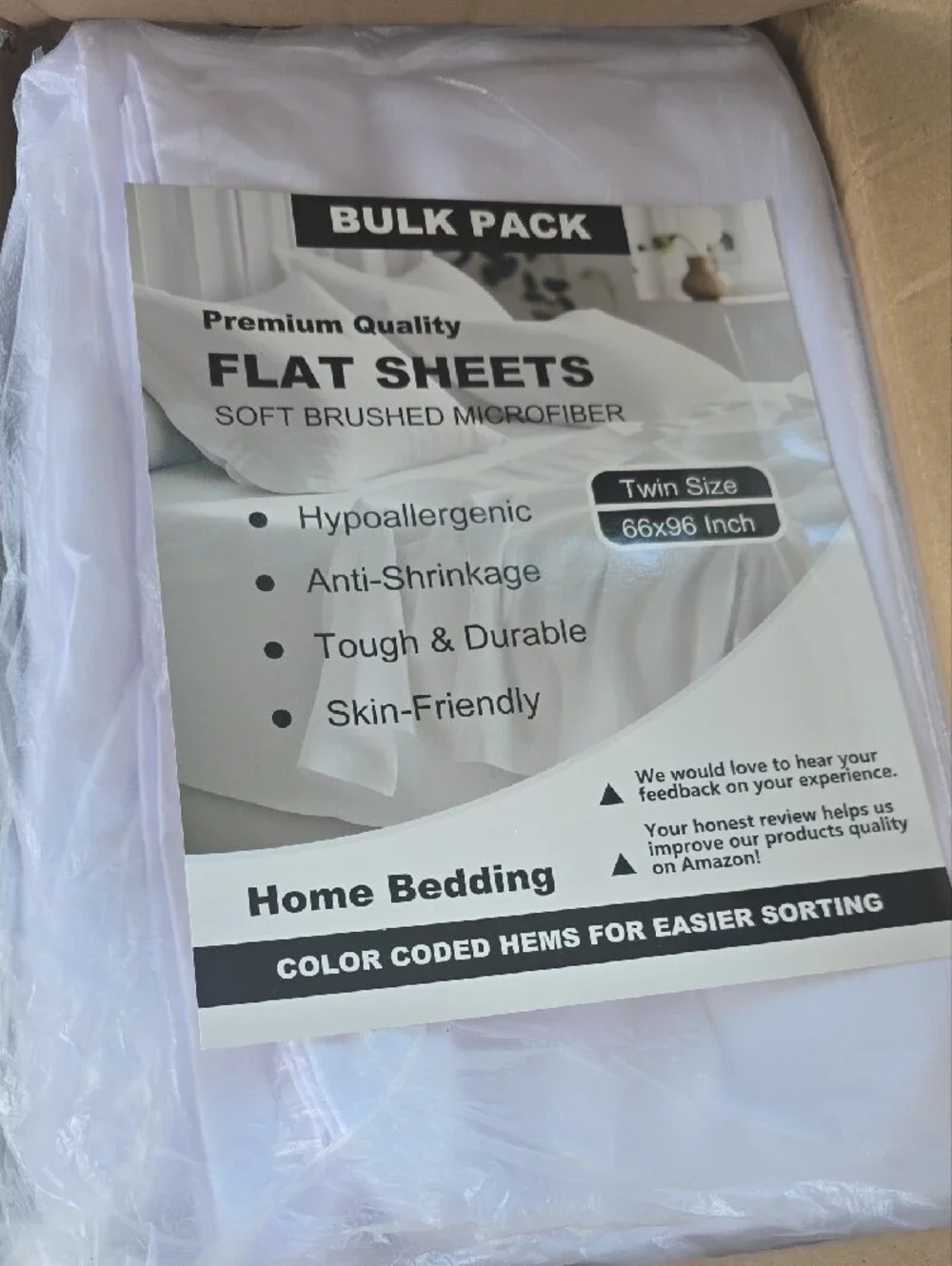 6-Pack White Flat Sheets - Premium Everyday Bedding
